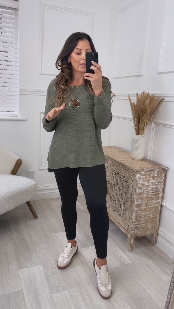 Monique Khaki Textured Necklace Top