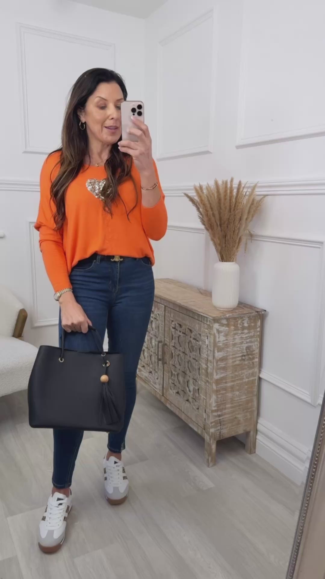 Verity Orange Sequin Heart Top