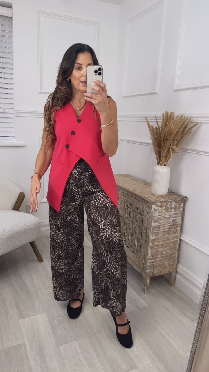 Paula Red Asymmetric Waistcoat