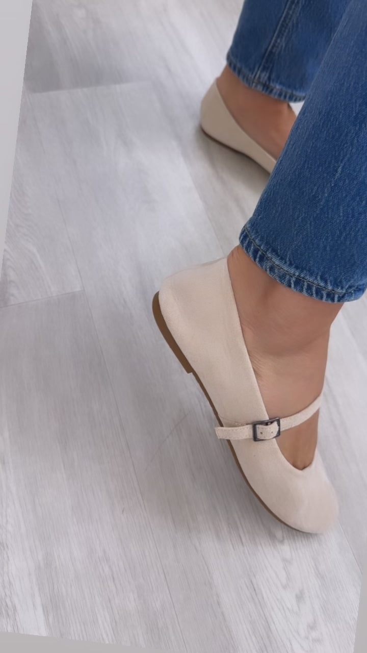 Marsali Beige Suede Ballet Pumps