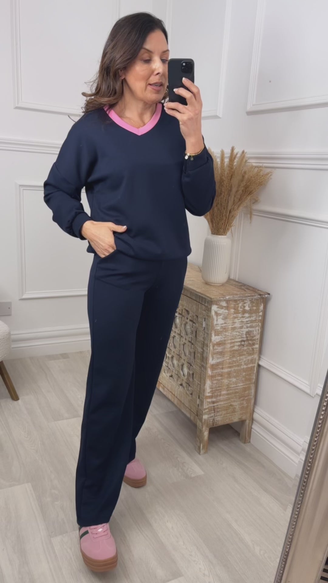 Vivien Navy Pink Trim Tracksuit