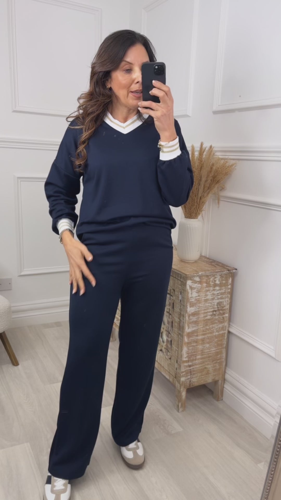 Zendaya Navy Cream Trim Tracksuit