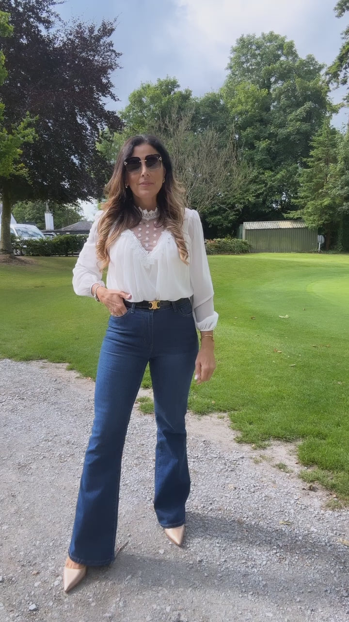 Nalagh High Waisted Blue Flared Jeans