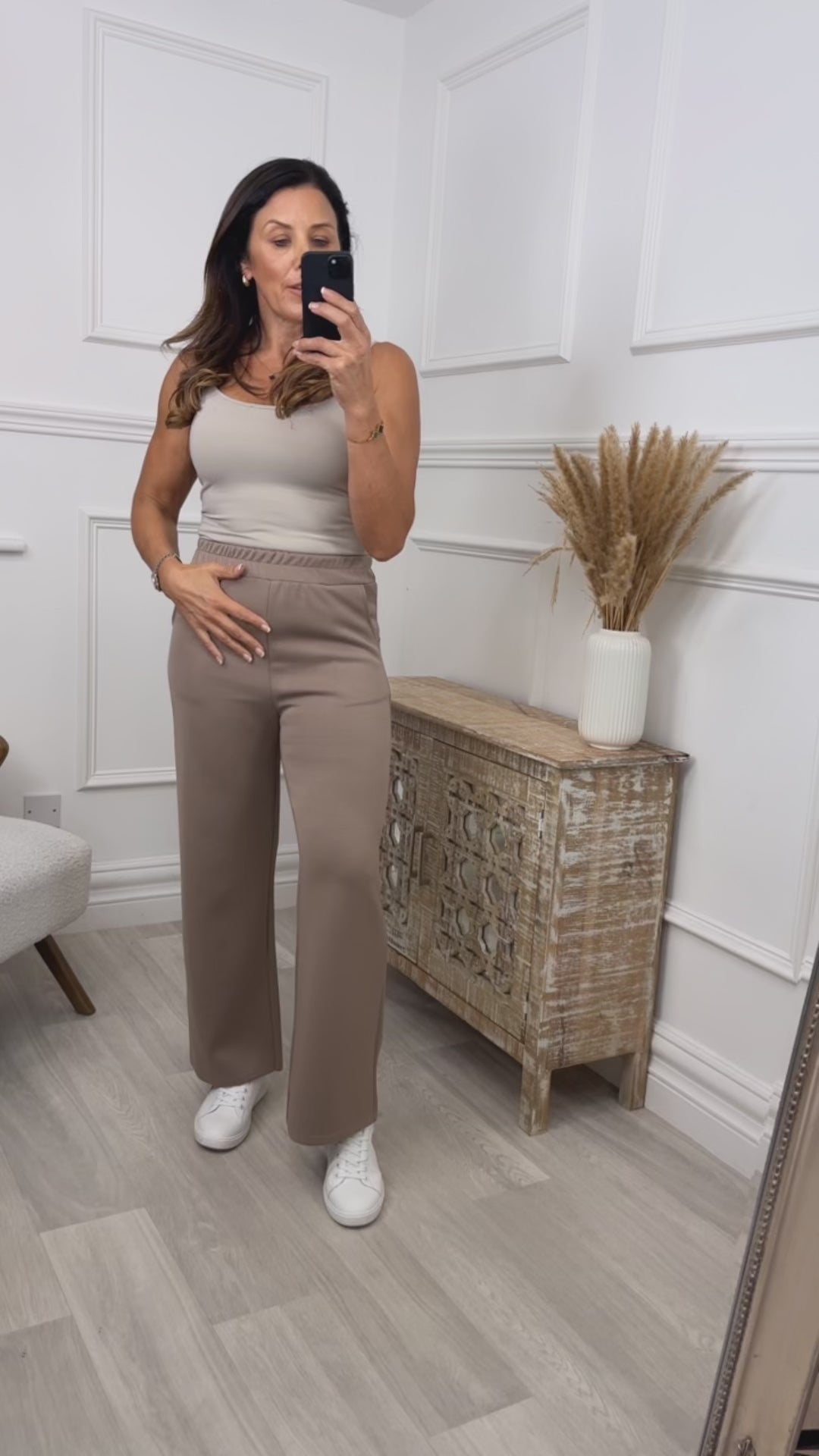 Leanne Light Brown Wide Leg Trousers