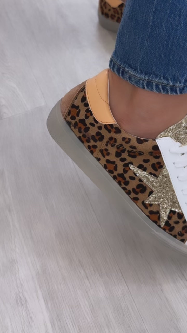 Nuala Leopard Glitter Star Trainers