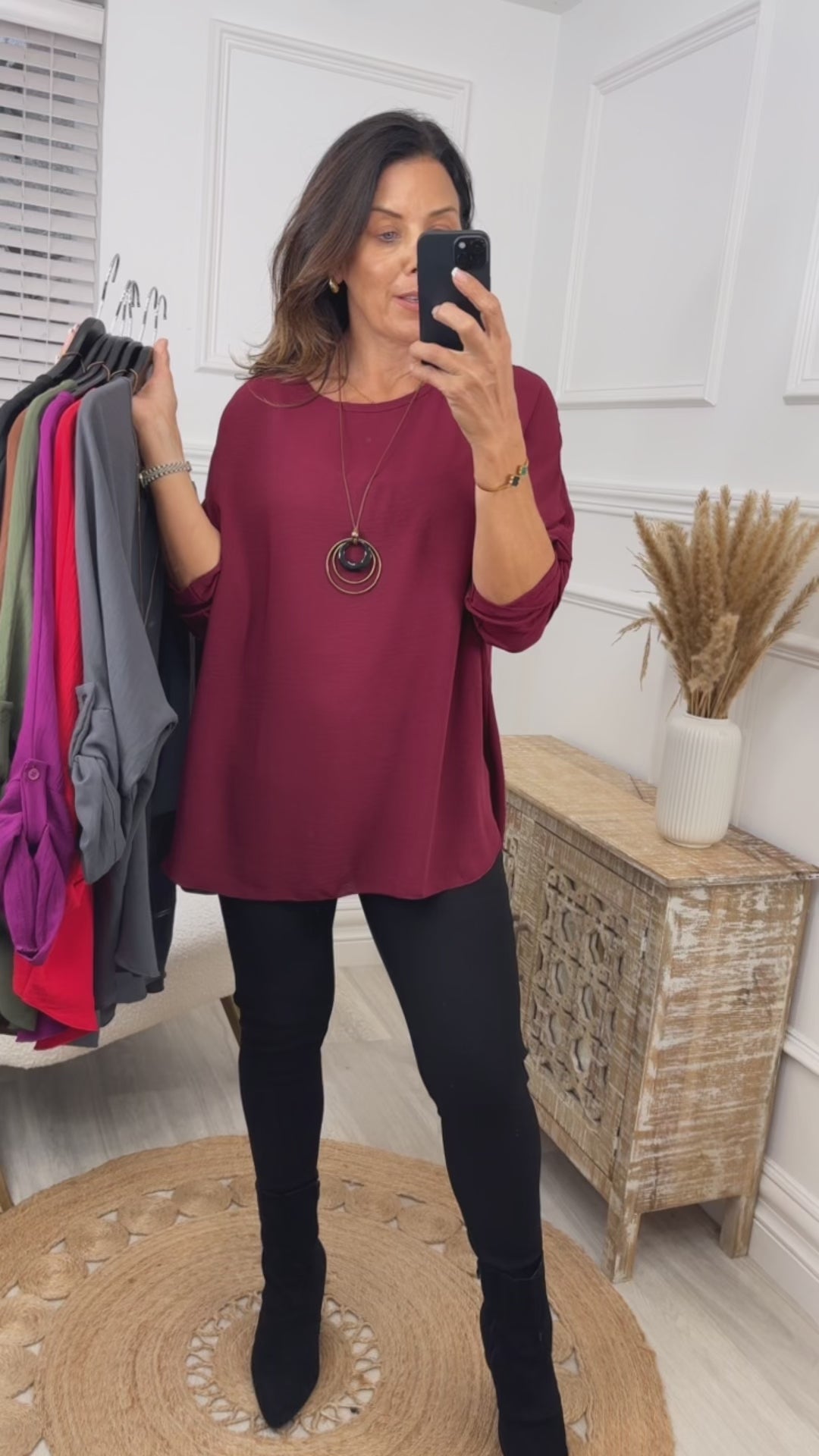 Charlie Wine Necklace Blouse