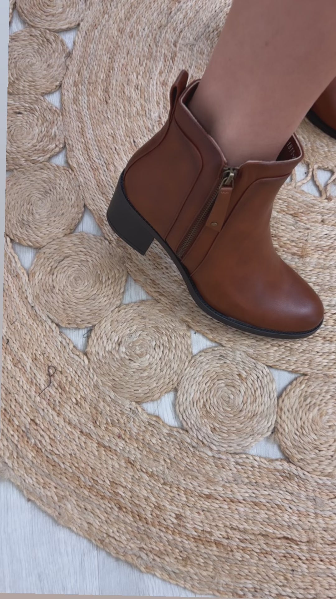 Libra Camel Side Zip Ankle Boots