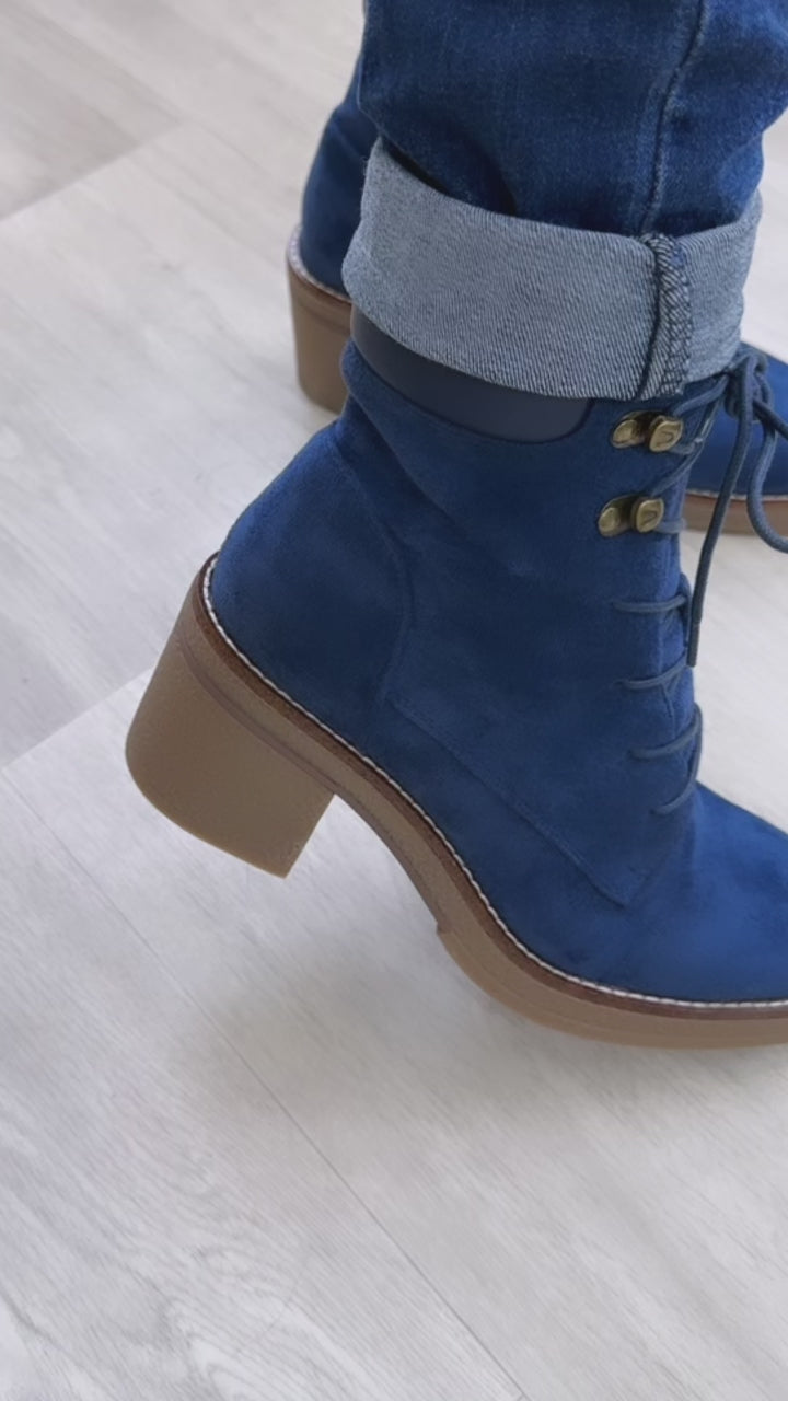 Teresa Blue Lace Up Ankle Boots