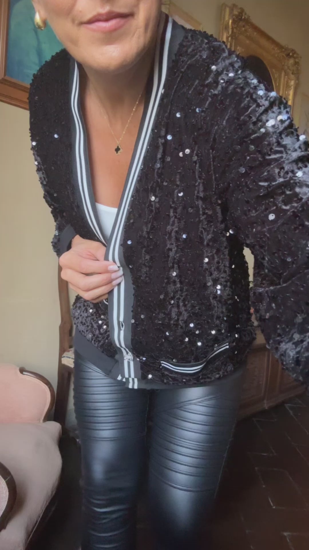 Maggie Black Sequin Cardigan