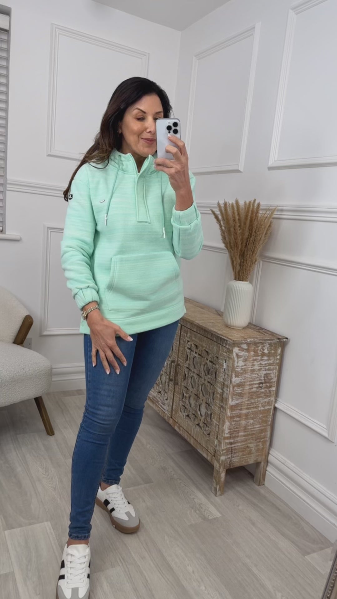 Michelle Mint Zip Front Hoodie