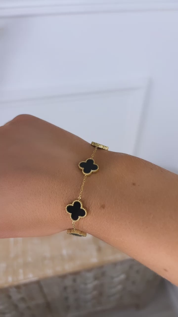 Ainsley Black Flower Gold Bracelet