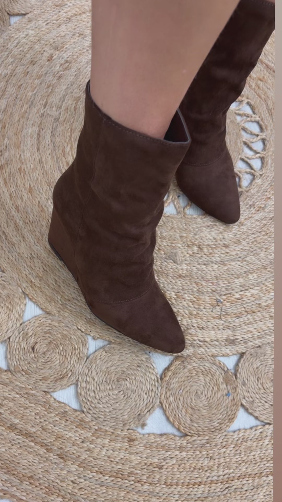 Nikki Brown Slouchy Wedge Boots