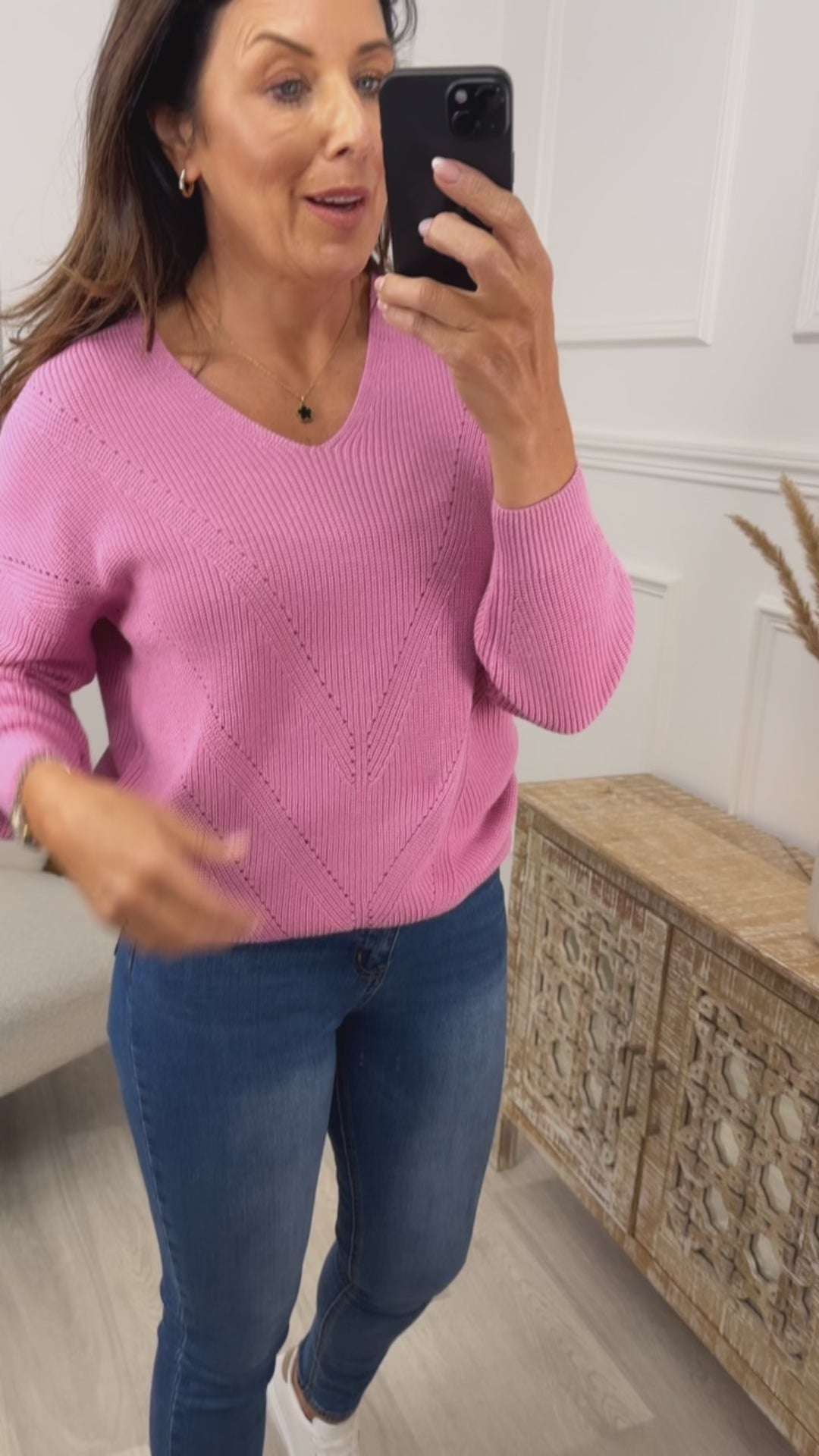 Nia Rose Pink Chevron Knit Jumper