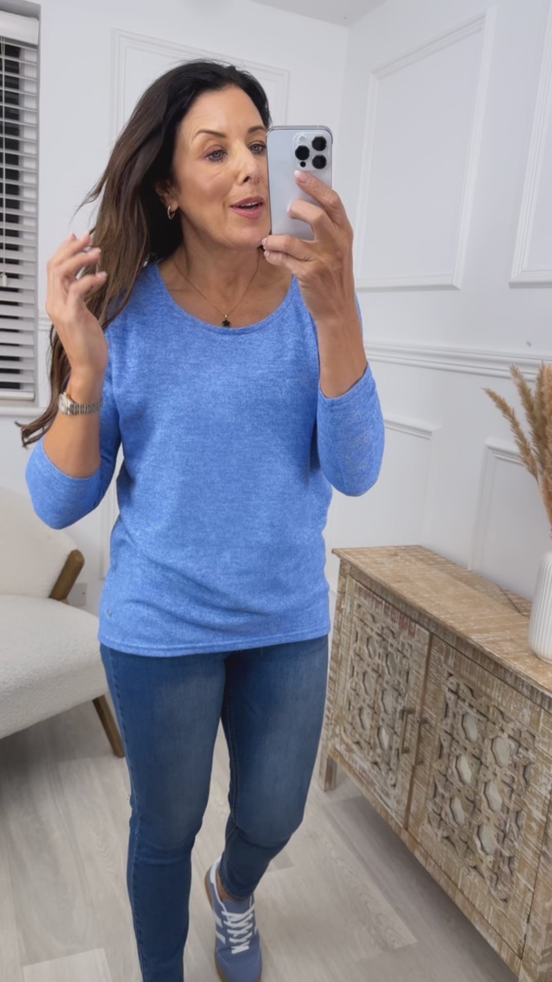 Mia Azure Blue Marl Knit Top