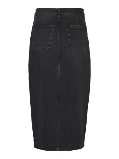 Veri Black Denim Midi Skirt