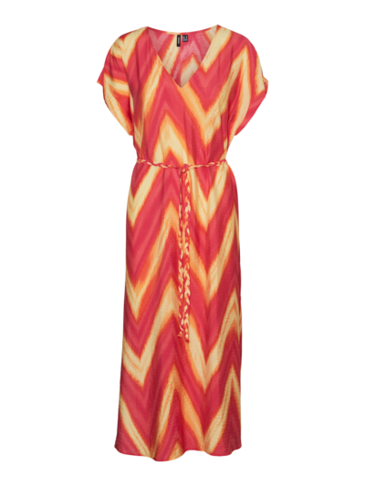 Josie Cayenne Red Zig Zag Print Midi Dress