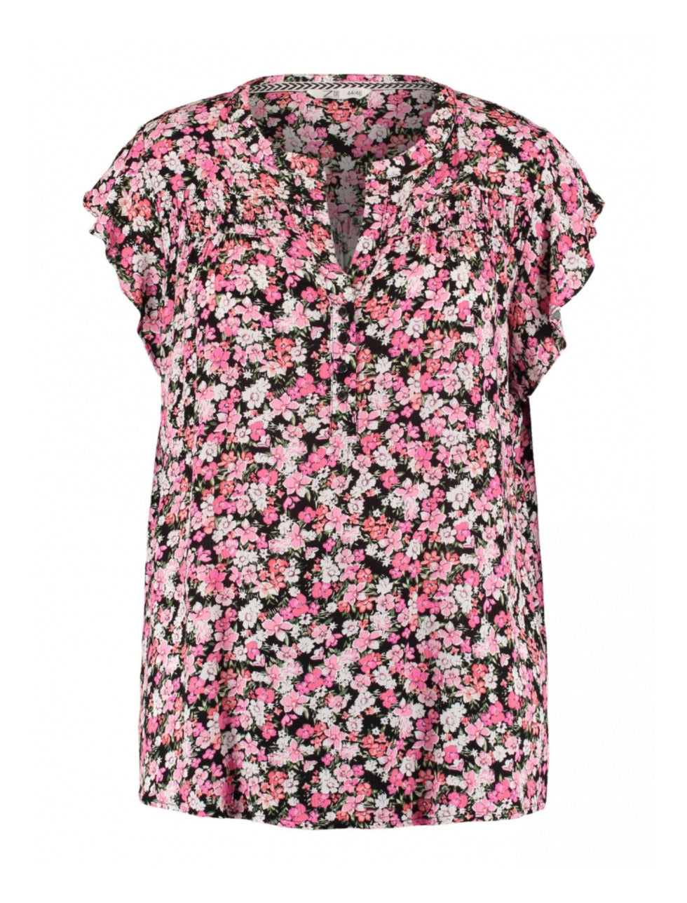 Jamie Black Pink Flower Print Blouse