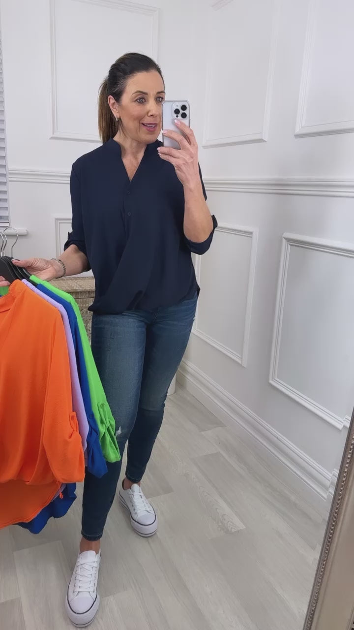Darcy Navy Wrap Blouse