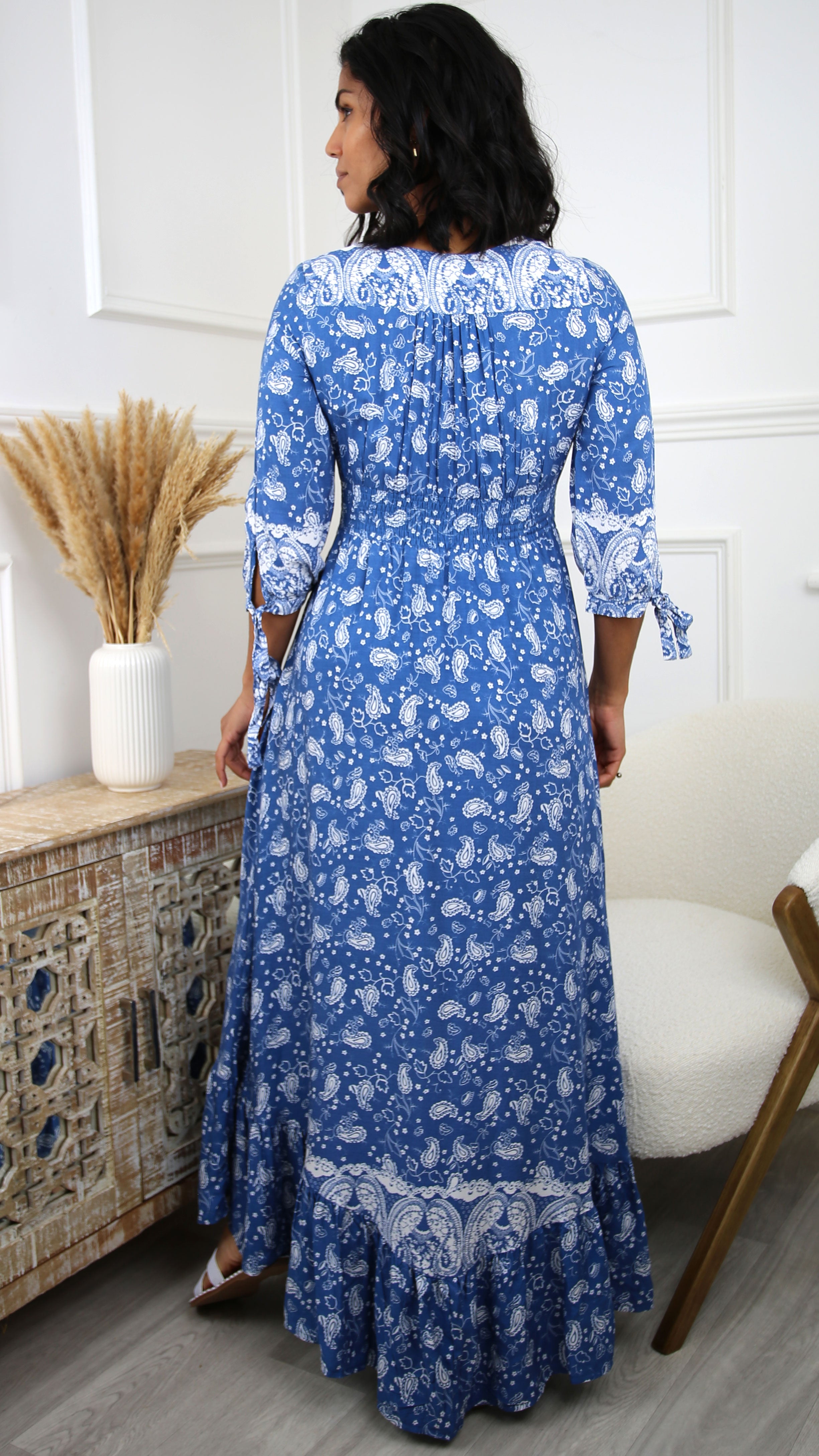 Lizzo Blue Paisley Print Maxi Dress