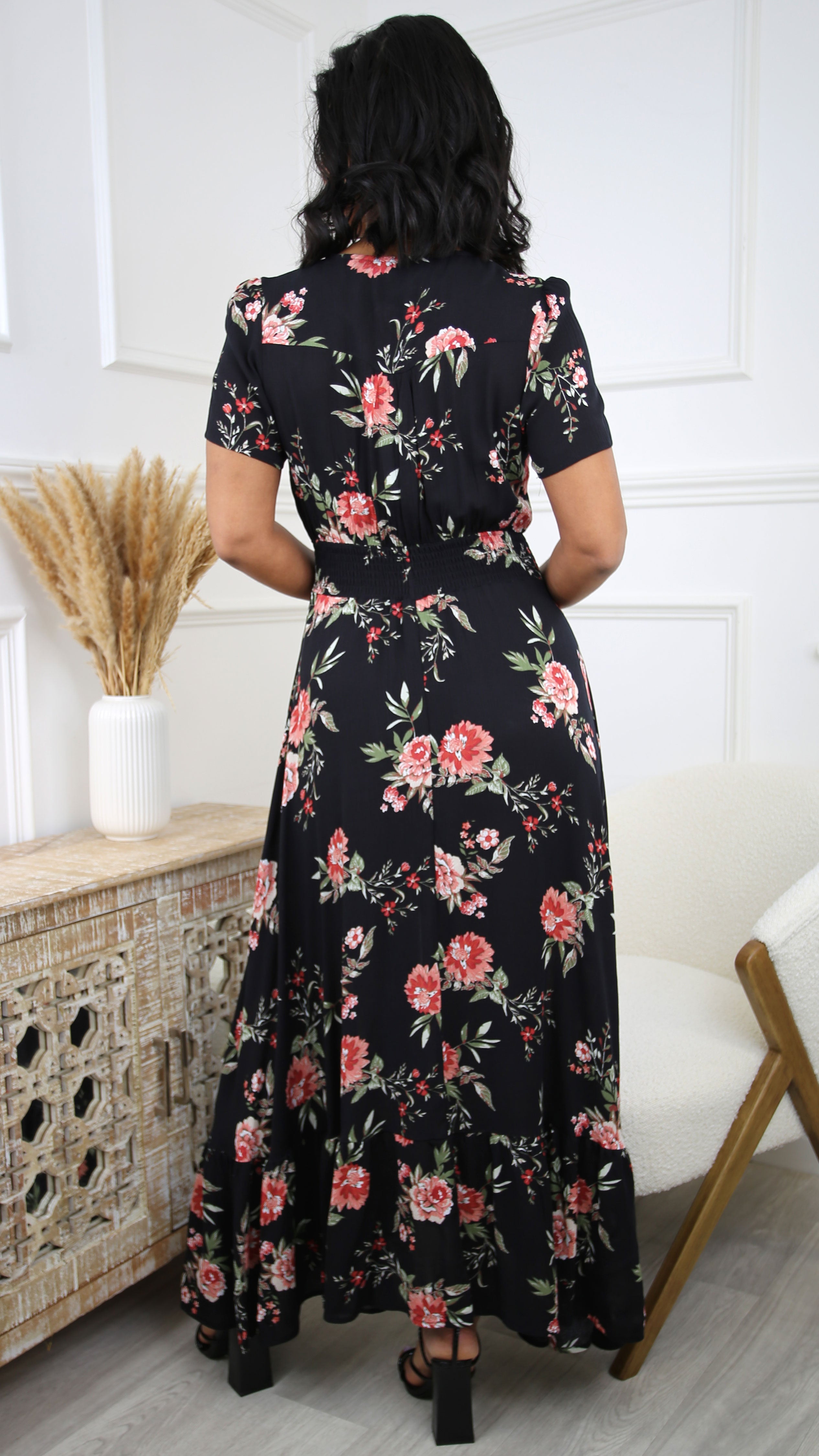 Edwina Black Floral Maxi Dress