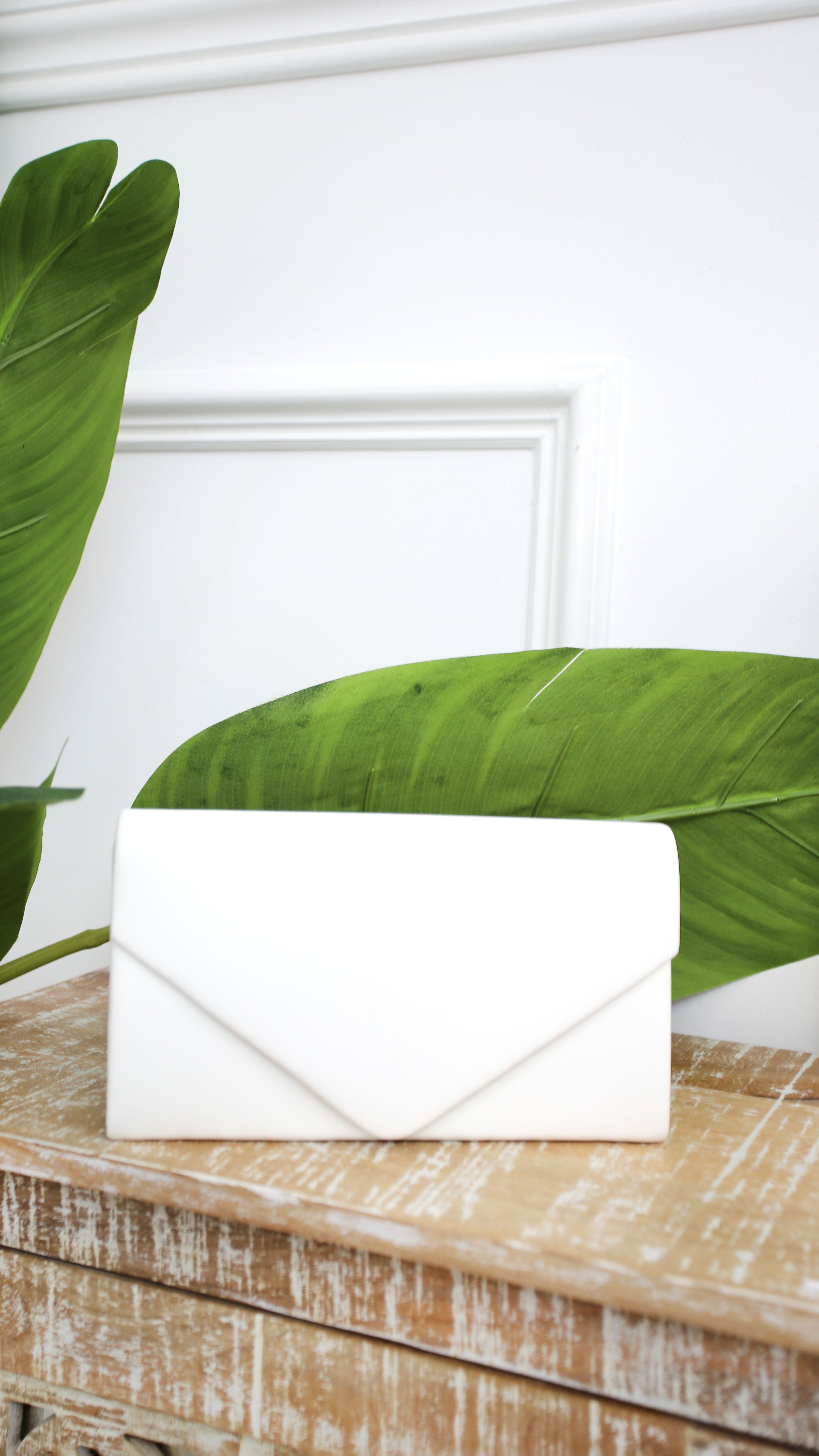 Myrtle White Envelope Clutch