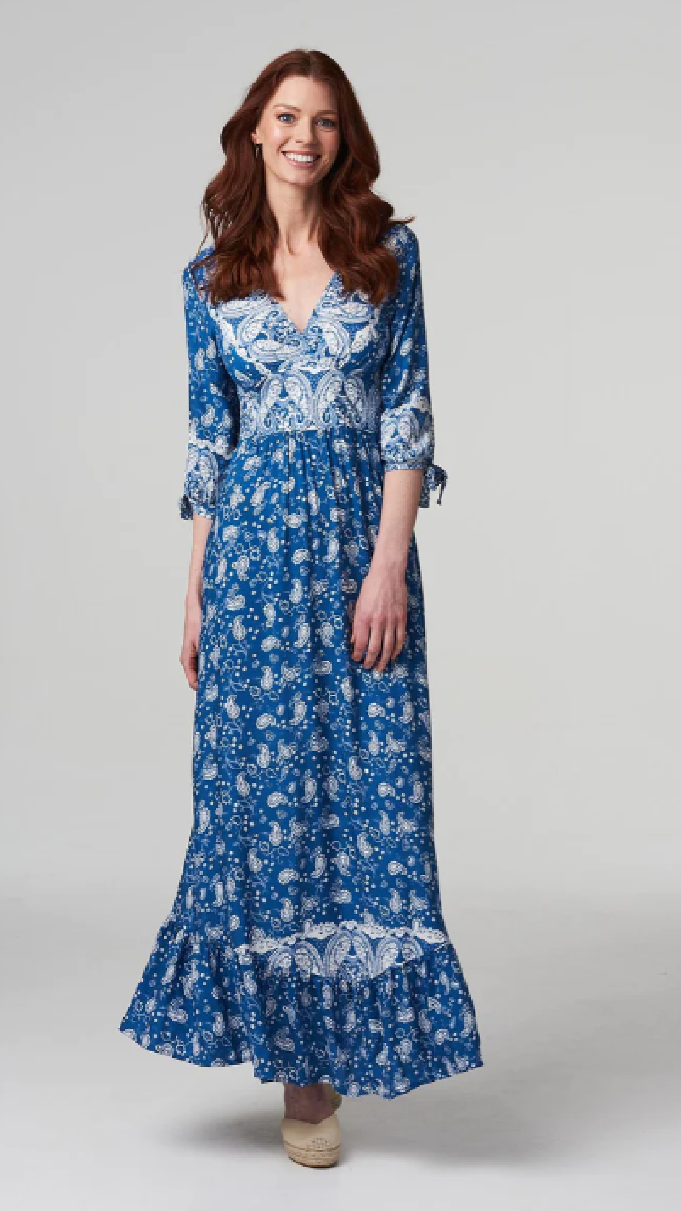 Lizzo Blue Paisley Print Maxi Dress